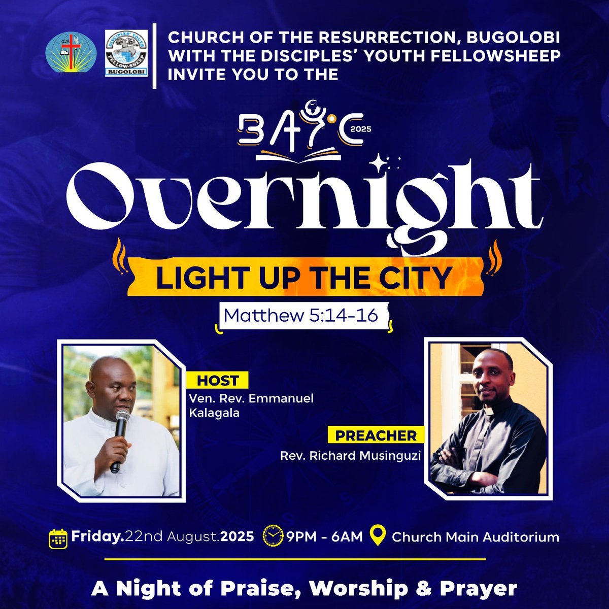 The_DYF's tweet image. 🔥✨ 2 DAYS TO GO! ✨🔥
BAYC Overnight is here — a night of praise, worship &amp;amp; prayer to Light Up the City 🌆🙌
🗓 Fri 22nd Aug | ⏰ 9PM – 6AM | 📍 Bugolobi

#BAYC2025 #Overnight #LightUpTheCity