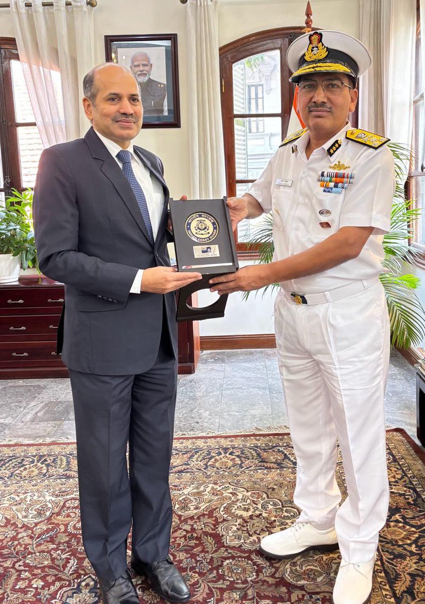 IndiaCoastGuard's tweet photo. The 6th High-Level Meeting (HLM) between the @IndiaCoastGuard (ICG) and the #Vietnam Coast Guard (VCG) was held at #Hanoi today, under the MoU on Coast Guard Cooperation signed in 2015. The meeting was co-chaired by ADG Anand Prakash Badola, PTM, TM and Major General Vu Trung Kien. Discussions focused on cooperation in Search and Rescue, Law Enforcement, Pollution Response, and Capacity Building. Both sides reviewed recent exchanges and agreed to continue joint activities to strengthen interoperability. Special emphasis was placed on combating transnational maritime crimes, coordinated SAR, and joint pollution response. The meeting reaffirmed mutual commitment to enhancing regional maritime security, safety, and environmental protection.