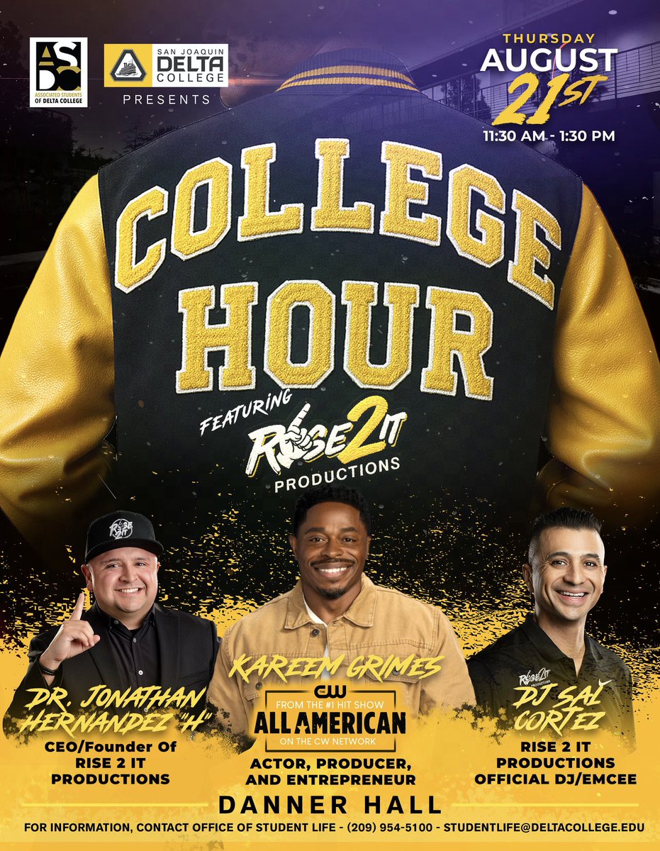 Tomorrow at <a href="/SJDeltaCollege/">SJ Delta College</a> <a href="/RISE2ITPRO_DRH/">Dr. Jonathan Hernandez</a> <a href="/KareemGrimes/">Kareem Grimes🎥</a> ☝️ #rise2it