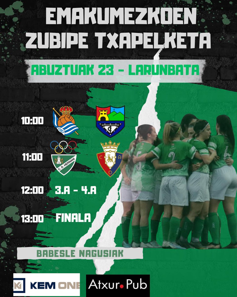 Larunbaterako plan bila?
Ez galdu Emakumezkoen Zubipe Txapelketa!!!