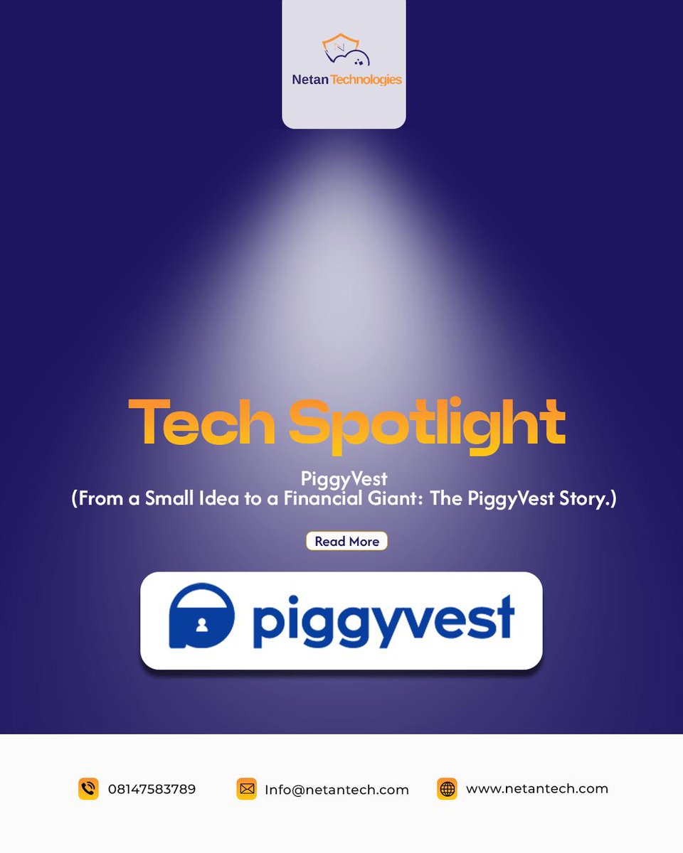 NetanTech's tweet image. We&apos;re celebrating @PiggyVest on this week&apos;s #LagosTechSpotlight! Their app didn&apos;t just simplify saving; it empowered millions of Nigerians to build a better financial future. This kind of human-centered innovation is what inspires us at NeTan. What&apos;s your favorite PiggyVest