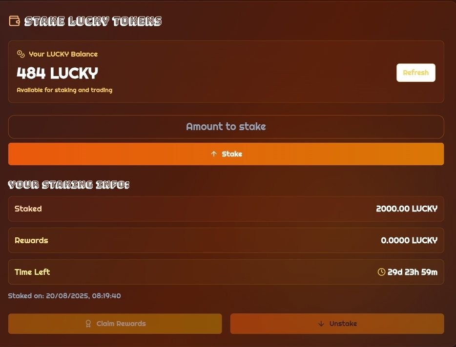 [Monad Testnet Interaction]
Do these to increase your monad testnet transactions

I just staked 2000 $LUCKY on the newly launched staking platform by @getLuckycoin_.

Here is how to go about it:
• Go to: getlucky.wtf
• Connect your wallet
• Navigate to "Staking"
•