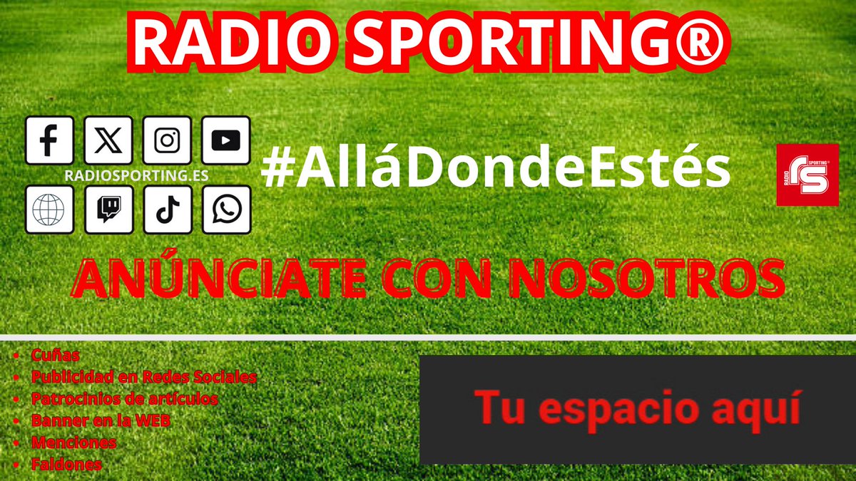 📢 Con Radio Sporting® tu publicidad llega más lejos:
✅ Aumentamos tus ventas
✅ Acercamos nuevos clientes
✅ Posicionamos tu marca
🎯 Aprovecha nuestra oferta hasta el 31/8
Contáctanos: publicidad@radiogijon.es
 #PublicidadRadio #ComercioLocal
ℹ️➡️ radiosporting.es/publicidad/