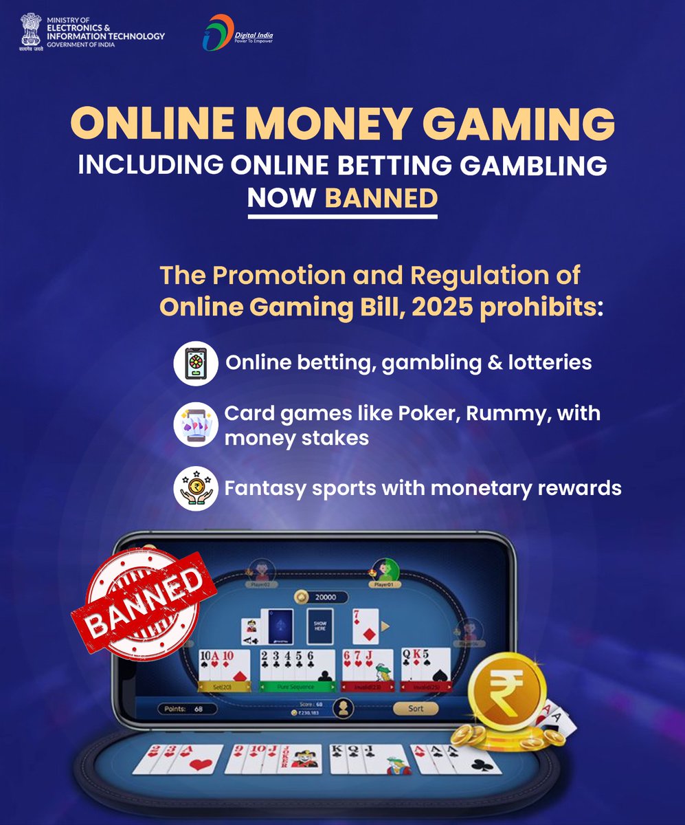 Ministry of Electronics & IT (@goi_meity) on Twitter photo 🎮 The #OnlineGamingBill2025 brings clear rules for the digital world — no misleading promises, no family distress, no security risks.
<a href="/GoI_MeitY/">Ministry of Electronics & IT</a> <a href="/MIB_India/">Ministry of Information and Broadcasting</a> #DigitalIndia 🎮 The #OnlineGamingBill2025 brings clear rules for the digital world — no misleading promises, no family distress, no security risks.
<a href="/GoI_MeitY/">Ministry of Electronics & IT</a> <a href="/MIB_India/">Ministry of Information and Broadcasting</a> #DigitalIndia
