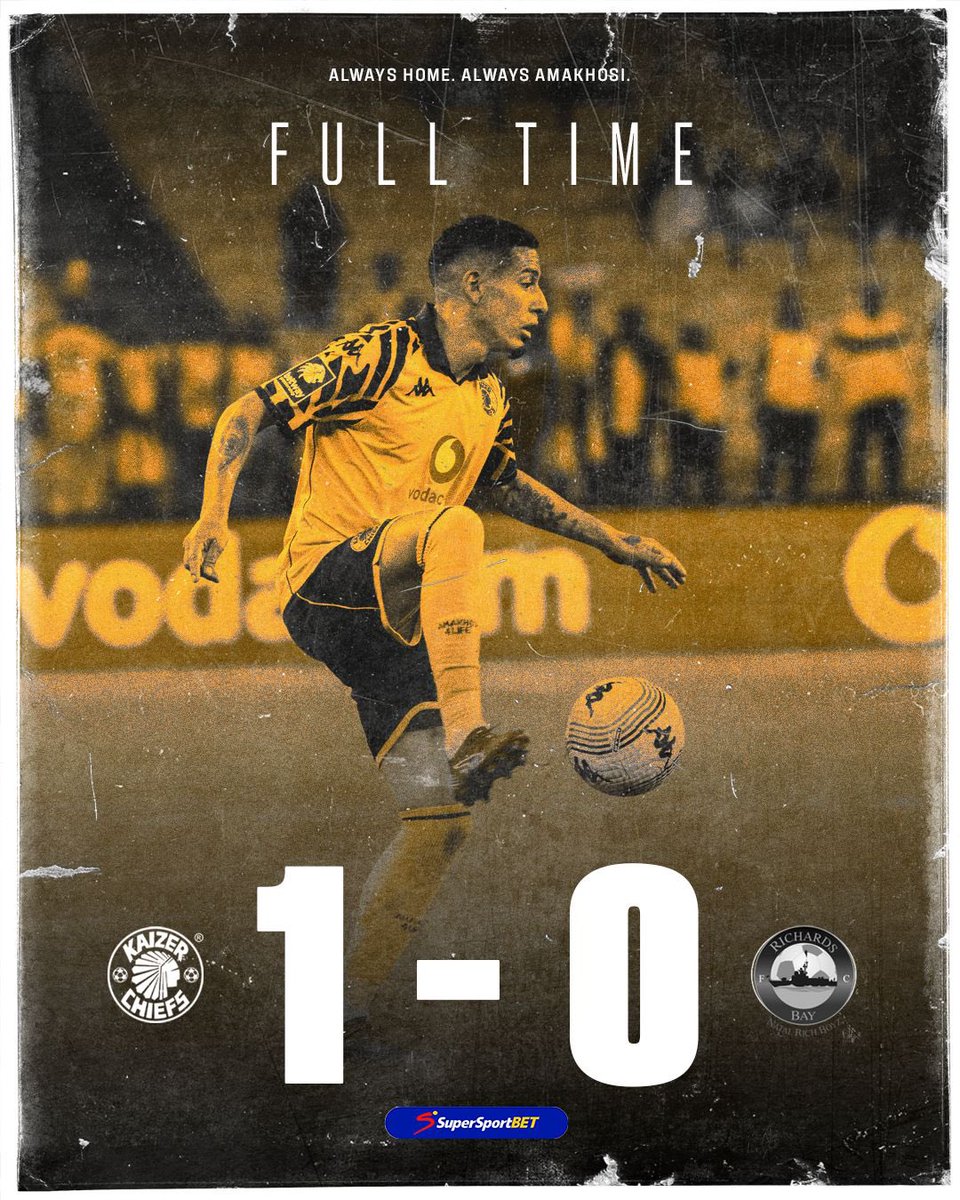 Phezukwabo_'s tweet photo. Full Time | Kaizer Chiefs 1 – 0 Richards Bay FC Sirino 57’ Betway Man of the Match: Thabo Cele

#Amakhosi4Life #BetwayPrem #KaizerChiefs https://t.co/UAAWErNH3v