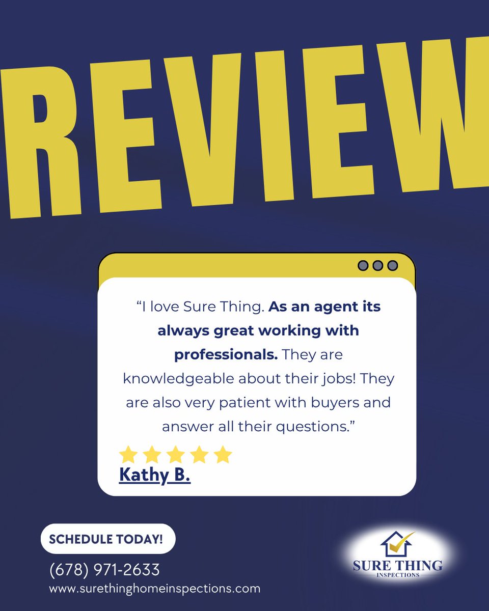 surethinghomein's tweet image. ⭐ 5-star service agents trust! Sure Thing Home Inspection delivers expert, patient, and professional inspections every time.
 💬 Reviews: surethinghomeinspections.com/reviews/
#SureThingHomeInspection #HomeInspectionExperts #RealEstateProfessionals #TrustedHomeInspectors #TopRatedInspectors