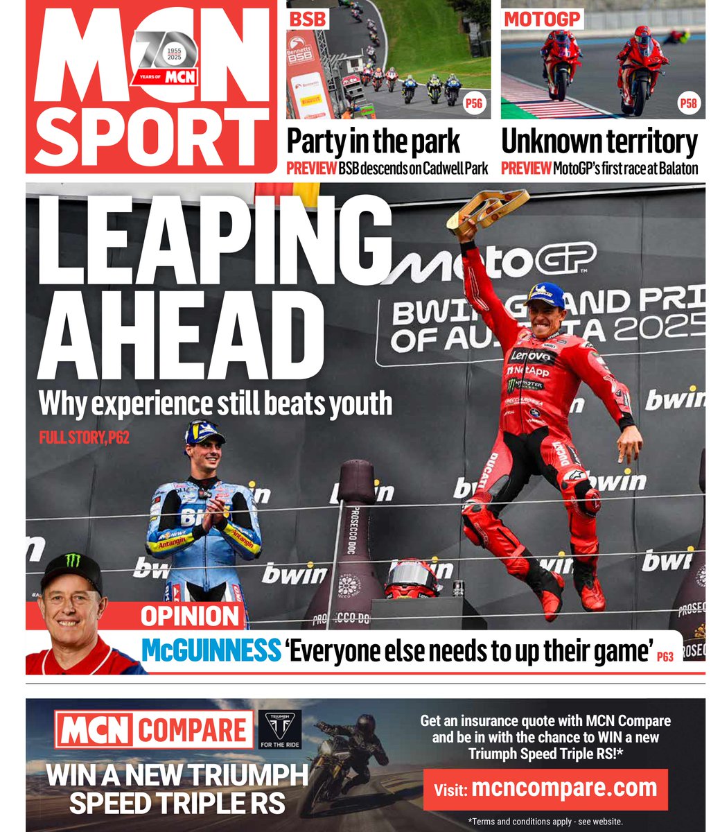 Out now in stores &amp; the MCN App (subscription required)
- Insight &amp; analysis of MotoGP Austria.
- MotoGP Balaton Park preview.
- BSB Cadwell Park preview.
- 2025 Awards: Chloe Jones named Young Rider of the Year, whilst the Lifetime Achievement Award goes to James Toseland.