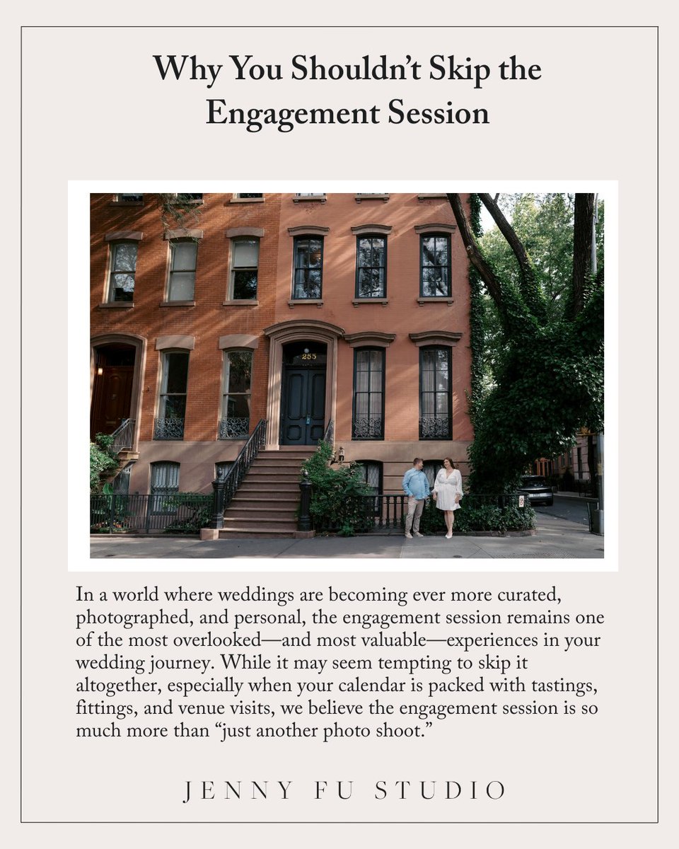 Thinking of skipping the engagement session?

Here’s why it might be the most meaningful chapter of your wedding story—captured in an editorial, cinematic way. 

📖 Read the blog: jennyfu.com/why-you-should…

#EditorialEngagementPhotography #LuxuryWeddingPhotography #JennyFuStudio