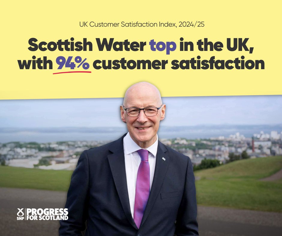 Graeme Dey (@graemedeymsp) on Twitter photo 💧 Scottish Water enjoys the highest customer satisfaction rating in the UK.
😎 It's no wonder - Scottish tap water is the best in the world!
🫗 With water in public hands, the SNP is delivering clean drinking water, and cheaper water bills for families. 💧 Scottish Water enjoys the highest customer satisfaction rating in the UK.
😎 It's no wonder - Scottish tap water is the best in the world!
🫗 With water in public hands, the SNP is delivering clean drinking water, and cheaper water bills for families.