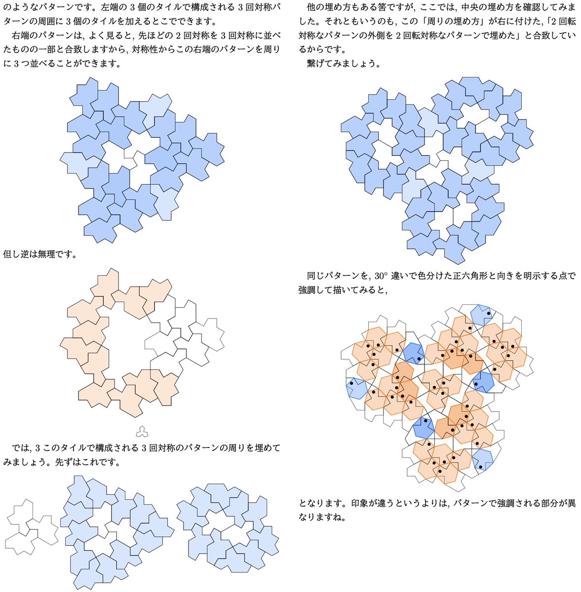 tsatie's tweet image. #LuaLaTeX の #MetaPost で #Spectre タイルの敷詰めで遊ぶ話です。arxiv.org/pdf/2403.01911 を見つけたので, そこにある敷詰めで遊んでいます。