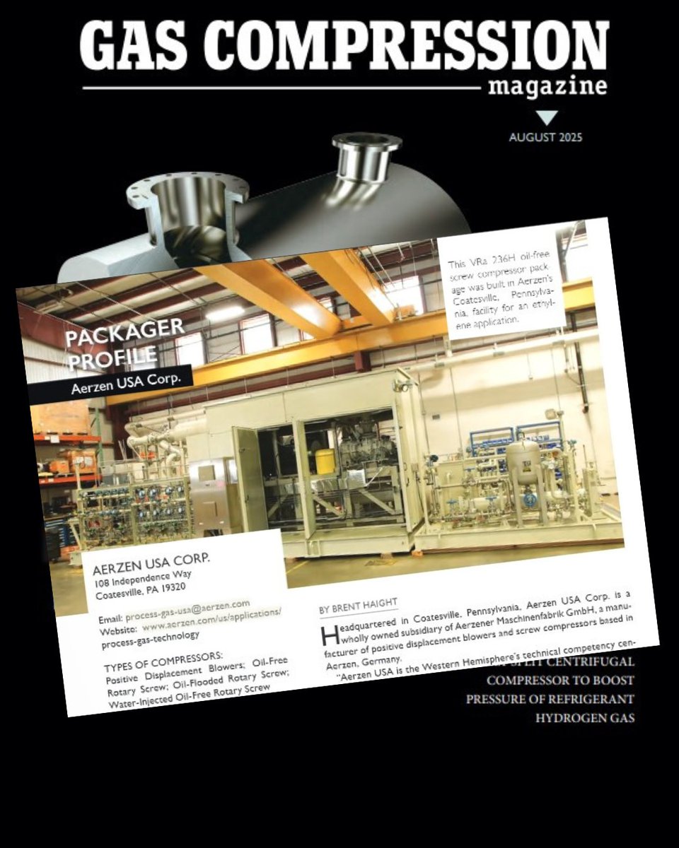 🚀 Did you catch AERZEN in the August 2025 issue of Gas Compression Magazine? We’re proud to be featured for our commitment to innovation &amp; reliability in compression technology.

👉 Read more: ow.ly/sr6P50WIpbz

#Aerzen #GasCompression #Innovation