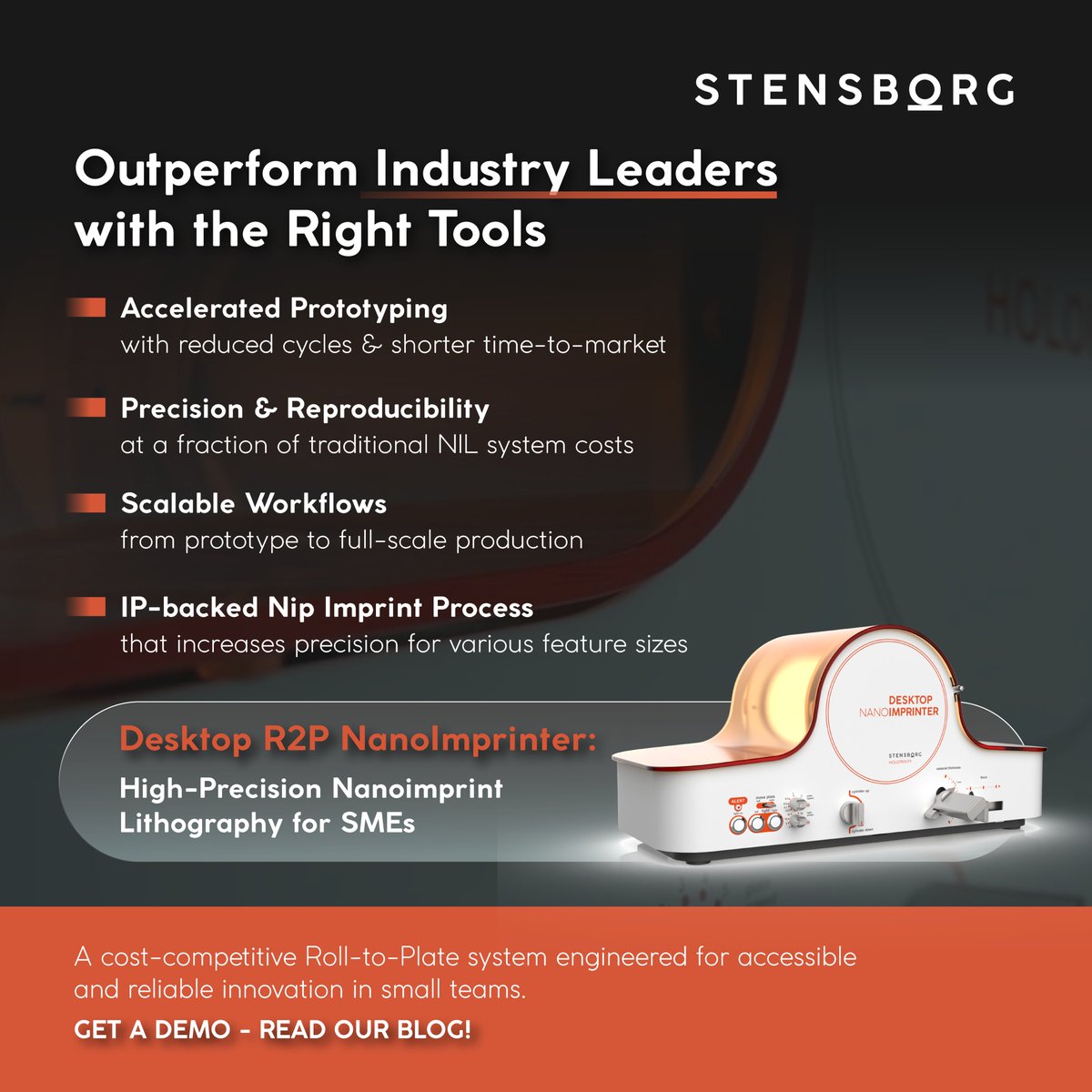 ⚡ HELPING SMEs SCALE FASTER &gt;&gt;

Our Desktop R2P Nanoimprinter supports #NIL researchers in cutting costs, speeding #NanoReplication prototyping, and laying the foundation for high-res, scalable #VolumeProduction.

READ HERE 👉bit.ly/4mWlpbt
#NanoImprintLithography #R2P