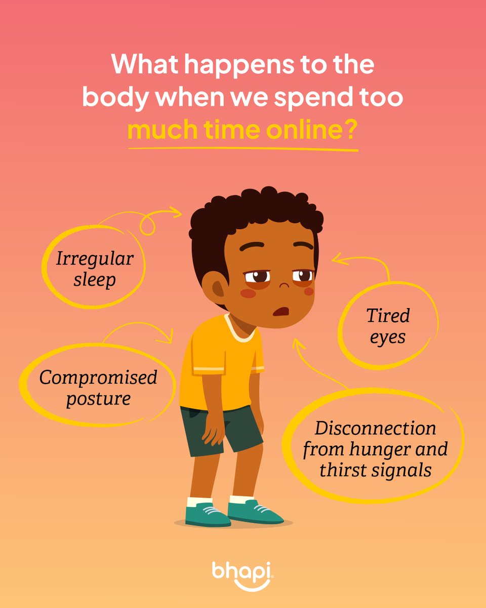 bhapi_io's tweet image. As time goes by in front of screens, the body is affected by what the mind ignores. Teach children and teenagers about the importance of breaks, offline schedules, and including physical activity and outdoor play. Encourage resting the eyes by looking into wide spaces.
#Bhapi
