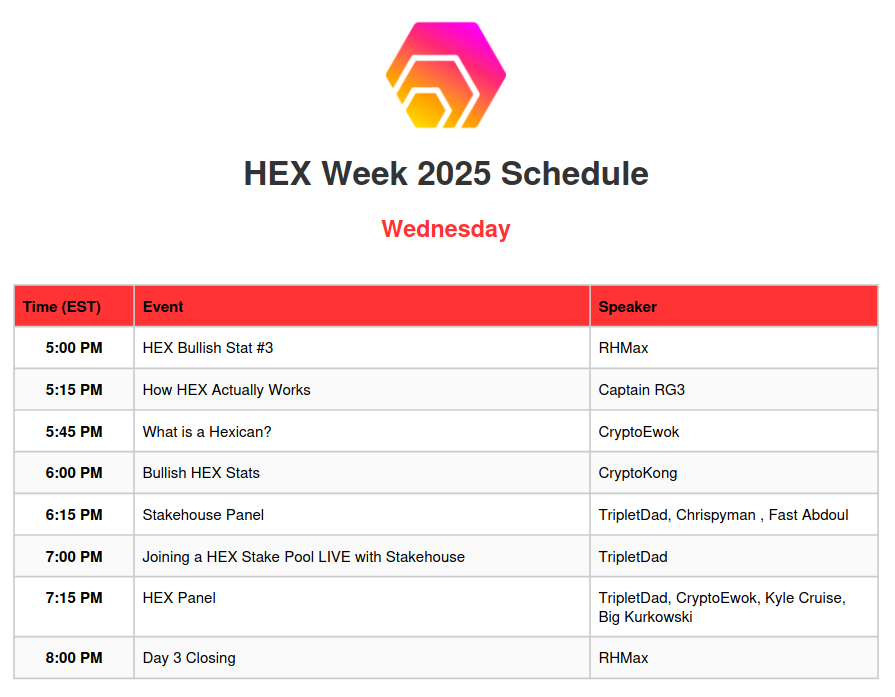 HEX Week 2025 Day 3 is LIVE TODAY 👇
youtube.com/live/AEFUdLvcWT