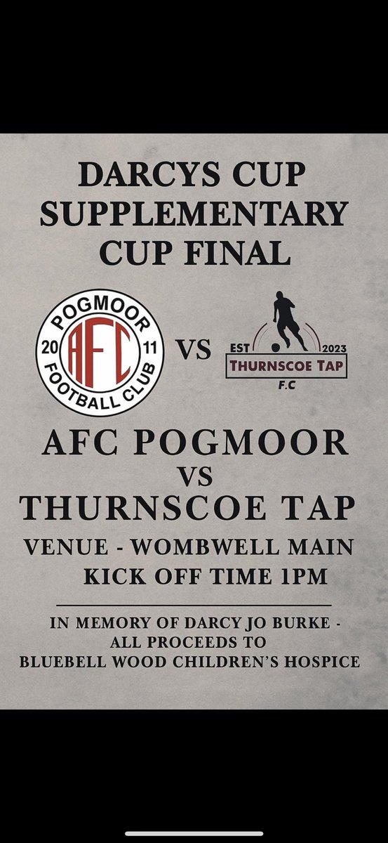 Get it in your diary’s if your not doing anything Sunday afternoon and watch the tap boys fetch another trophy home for a great cause🧡🖤🏆⚽️