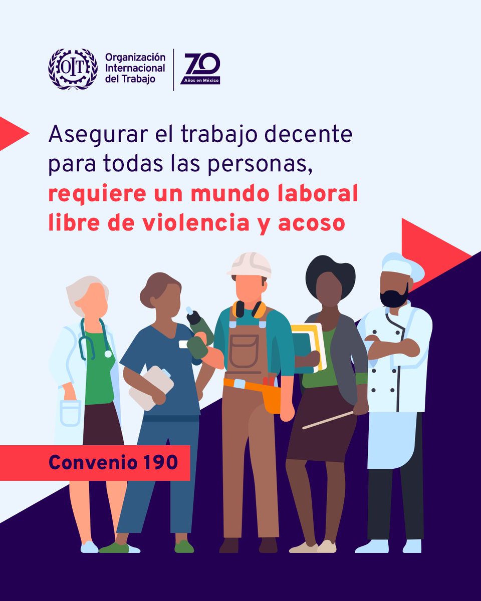 💜 El #Convenio190 es un paso firme hacia ambientes laborales donde nadie —especialmente mujeres— tenga que enfrentar violencia o acoso. 

🌟 #IgualdadDeGénero #OITMéxico #TrabajoDecente