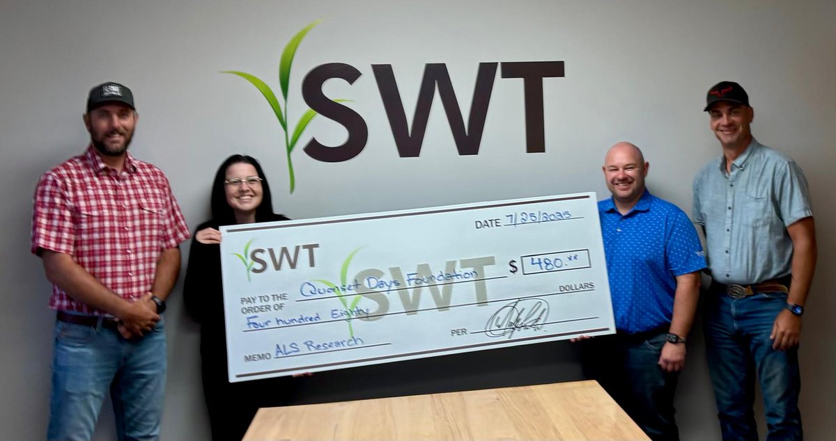 SWT (@swt) on Twitter photo We recently donated 230L of glyphosate and $480 to the @quonsetdays Fundraiser Foundation all in support of raising funds for ALS Research <a href="/alsalberta/">Rahael Chester</a>.
A big thank you to everyone who helped make this event a success.
#quonsetdays #ALSAlberta #albertaag We recently donated 230L of glyphosate and $480 to the @quonsetdays Fundraiser Foundation all in support of raising funds for ALS Research <a href="/alsalberta/">Rahael Chester</a>.
A big thank you to everyone who helped make this event a success.
#quonsetdays #ALSAlberta #albertaag