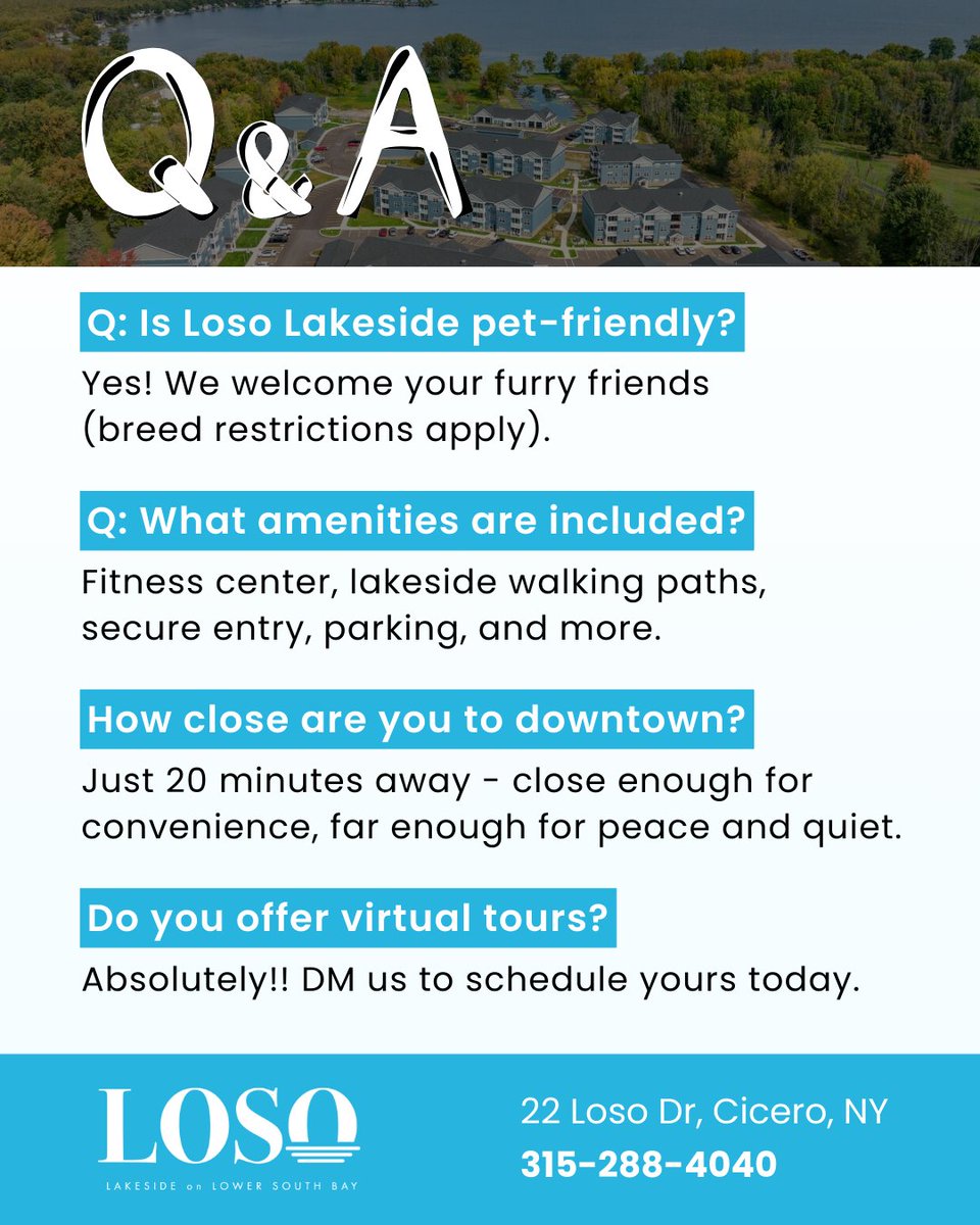 sutton_CRE's tweet photo. Got questions about LoSo Lakeside?
Pet-friendly living, top-tier amenities, close to downtown, and yes - we offer virtual tours!

#micronsyracuse #micron #micronenergy #supportlocalbussinesses #welcomemicron #localnews #localevents #lakesideliving https://t.co/jl0xz37CDK