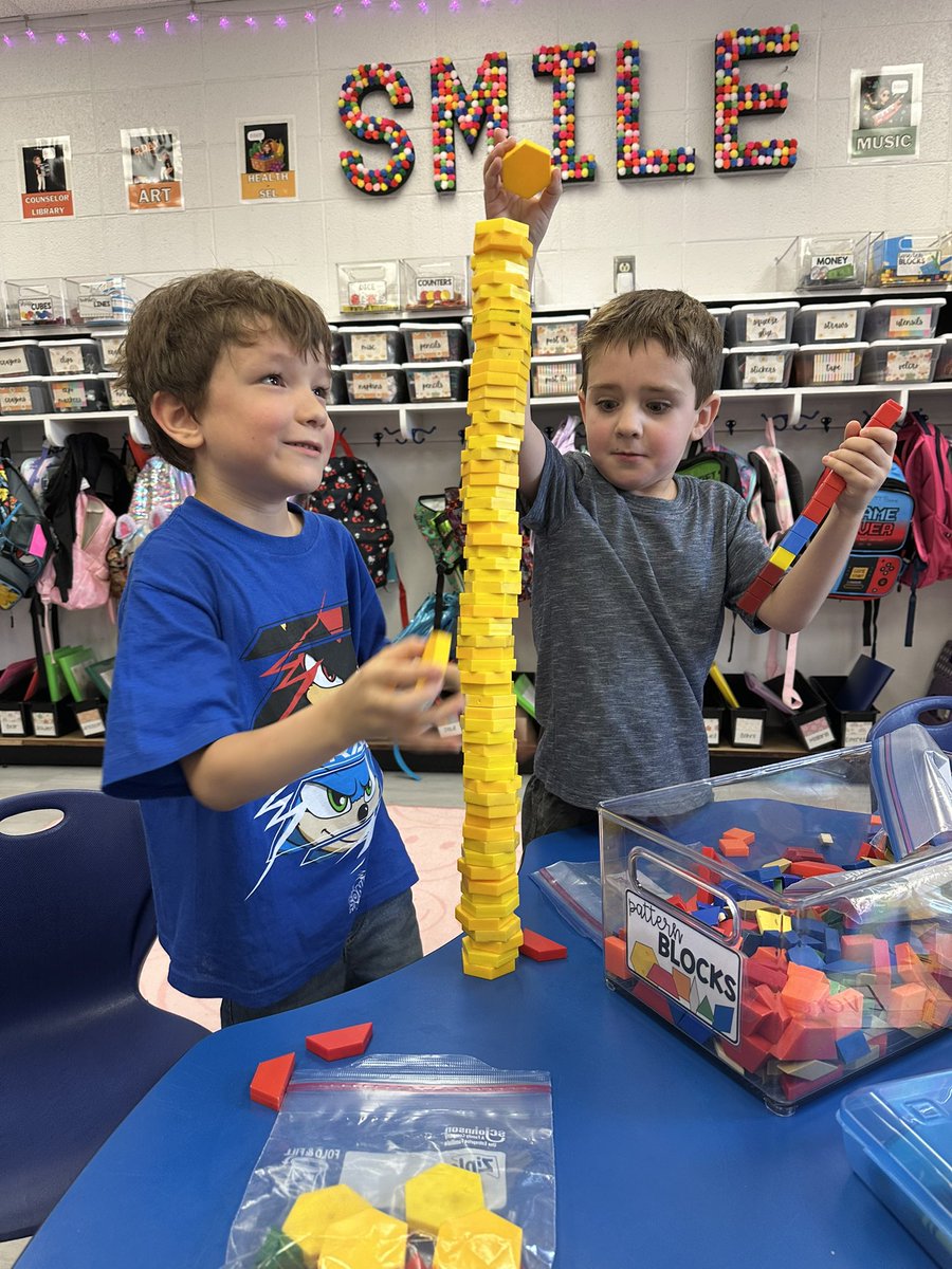 First graders exploring our math tools that they will use this year in Math Workshop 🧮 <a href="/MBRoadrunners/">Meadowbrook NKC</a>