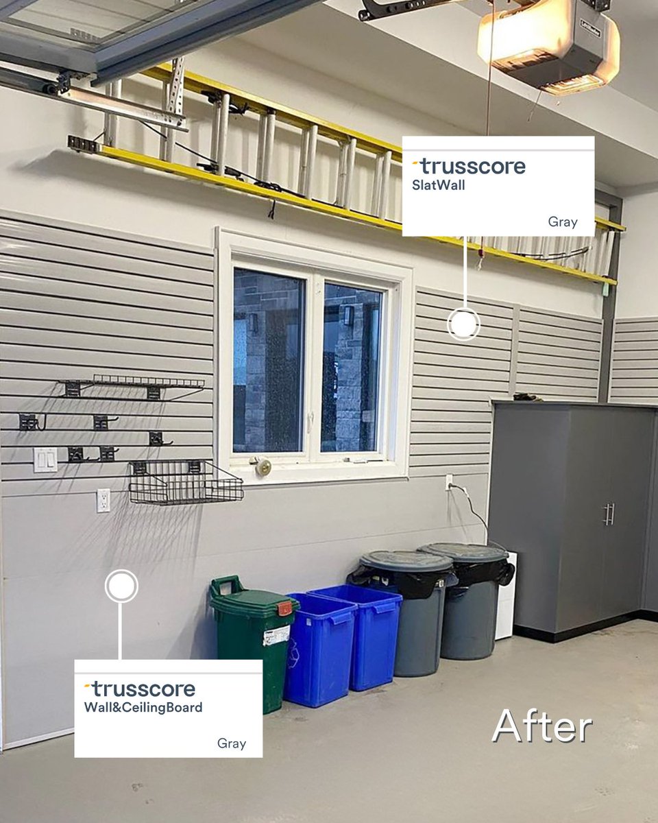 Blank walls don’t do much… until you add <a href="/trusscore/">Trusscore</a> 💡

<a href="/trusscore/">Trusscore</a> Wall&amp;CeilingBoard + <a href="/trusscore/">Trusscore</a> SlatWall = true garage goals 🙌 Ready to turn your garage into a space that works as hard as you do? Start your transformation today: bit.ly/3DYl1YV