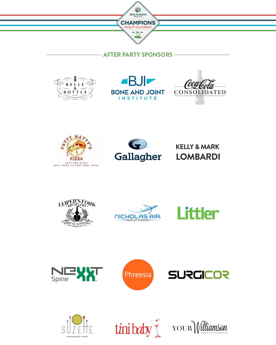 Williamson Health Foundation (@whealthfound) on Twitter photo We can't say a big enough THANK YOU to everyone who made the 30th annual <a href="/Williamson_Hlth/">Williamson Health</a> Champions Golf Classic the biggest one yet. β³οΈ
We wanted to take one more opportunity to say thank you to each of our sponsors for their participation this year! We can't say a big enough THANK YOU to everyone who made the 30th annual <a href="/Williamson_Hlth/">Williamson Health</a> Champions Golf Classic the biggest one yet. β³οΈ
We wanted to take one more opportunity to say thank you to each of our sponsors for their participation this year!