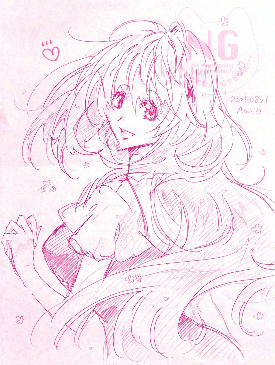 ★手癖で描いたら少女漫画感増し増しになったまゆらちゃん🐯
(ボールペン&amp;鉛筆)