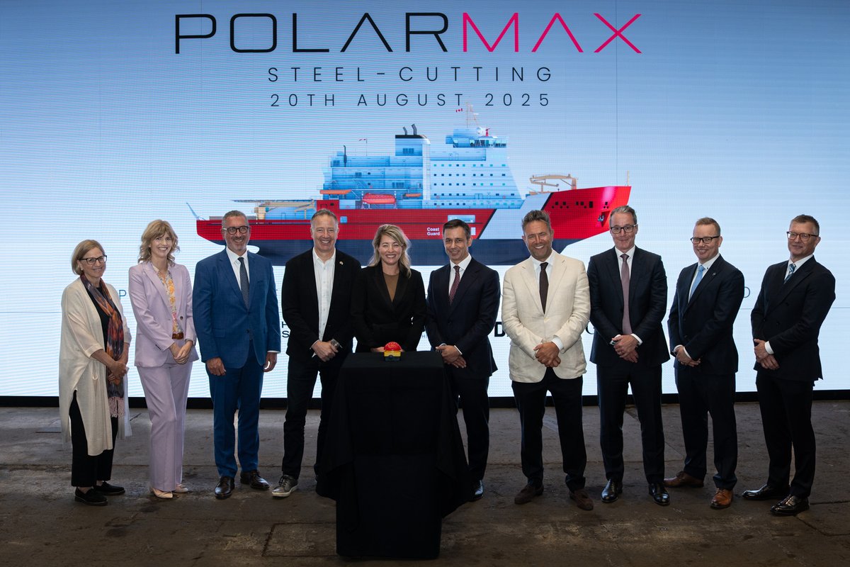 The construction of the #PolarClass2 polar #icebreaker for the <a href="/CoastGuardCAN/">Canadian Coast Guard</a> began today with a steel cutting ceremony at <a href="/chantierdavie/">Davie</a> <a href="/HelsinkiYard/">HelsinkiShipyard</a>.

Congratulations!

(📷 Davie)