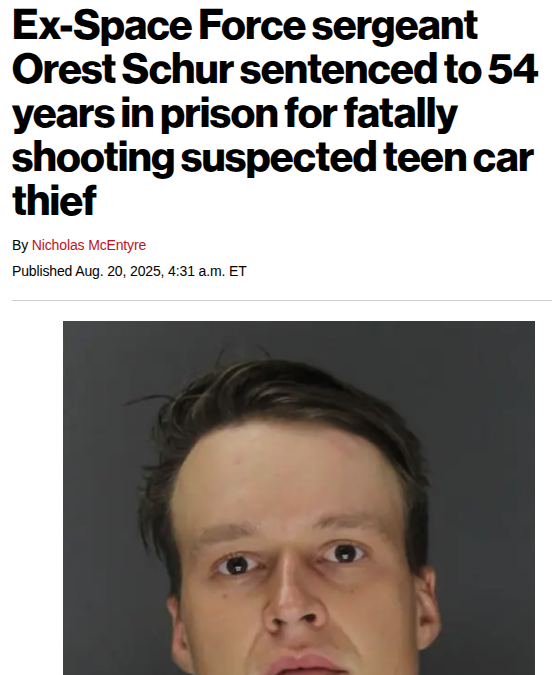 jeremykauffman's tweet photo. Military man kills criminals: 54 years

Teenagers steal car and murder man: A few years in juvie https://t.co/g2H0qzbIpp
