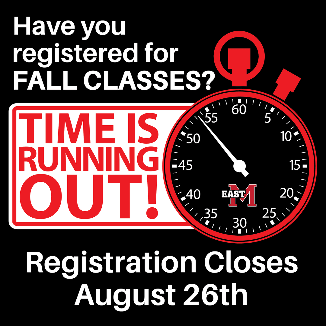 emccinfo's tweet photo. Hey EMCC Lions! ⏰ Last call: Registration for Fall classes ends August 26th. Don't wait—sign up now and roar into the semester! 📚 #EMCC #FallRegistration #ScoobaStrong #BackToSchool https://t.co/Hz5GgDTDId