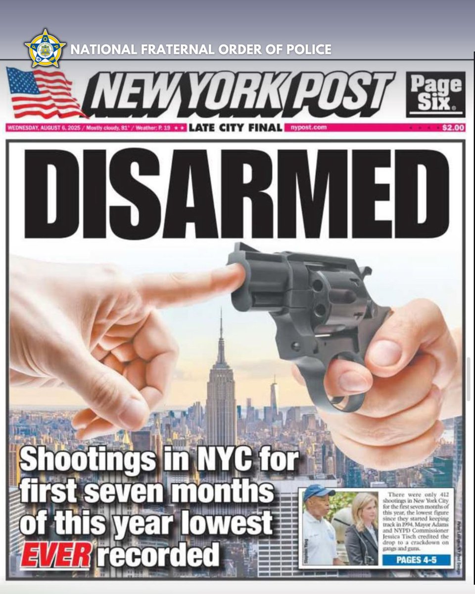 GLFOP's tweet photo. Shooting incidents and shooting victims are at an all-time low for the first seven months of 2025.
This isn’t luck. It’s the result of precision policing, relentless effort, and the dedication of our officers on the front lines.
#FraternalOrderofPolice #FOPStrong #PrecisionPolicing #SaferCommunities #ProtectAndServe #LawEnforcement #FOP2025 #EndGunViolence #PoliceWork #CommunitySafety