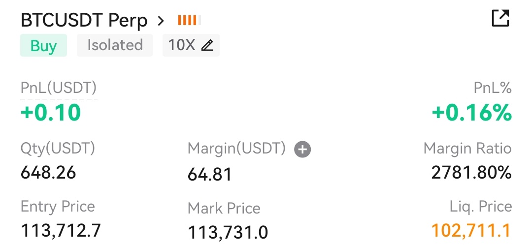 200 - 2k$ challenge 
Long $BTC at 113712 / 2nd EP - 112500 / 3rd EP - 111k / SL - 109000 / lev 10x / margin 65$ each ✍️