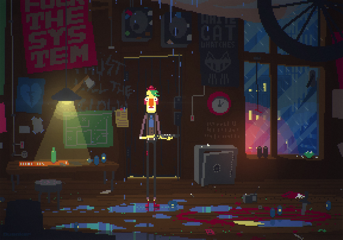 Dumaker's tweet photo. The White Cat Watches 😼
#dibujo #pixelart #conceptart #fanart #punk #thecat #clawn #dumaker https://t.co/Tfte8aXK88