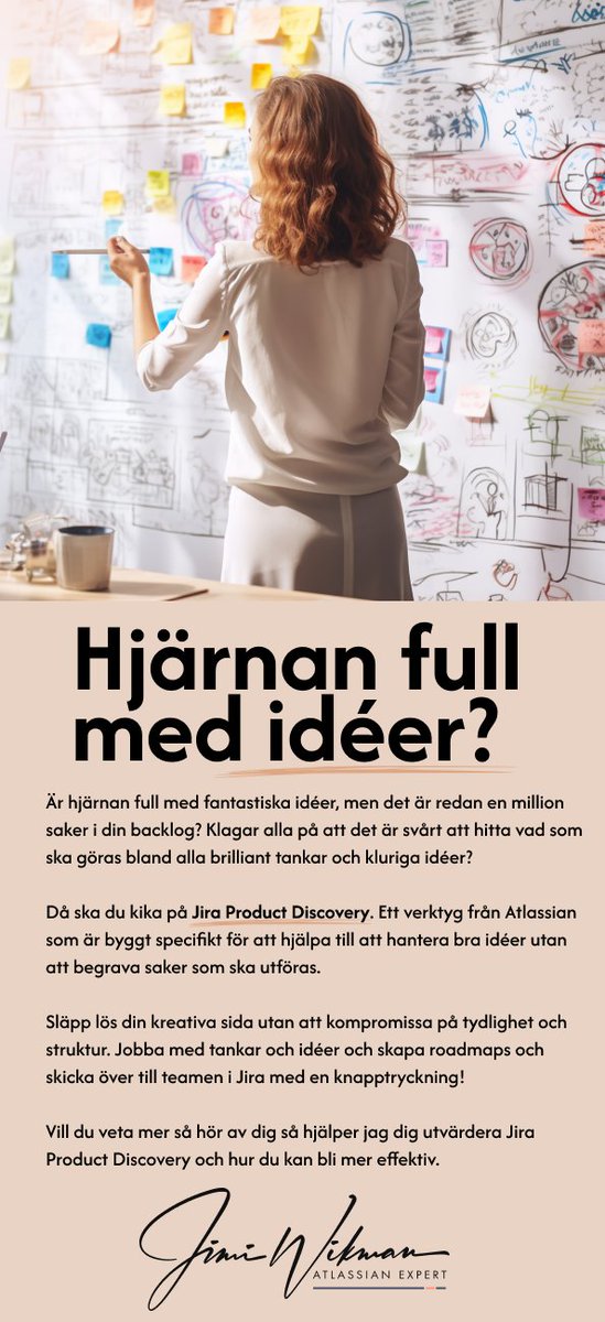 Är hjärnan full med fantastiska idéer, men det är redan en million saker i din backlog? 

Då ska du kika på Jira Product Discovery. 

Hör av dig så hjälper jag dig utvärdera hur du kan bli mer effektiv
#jiraproductdiscovery #productmanagement #ideation #backlog #atlassianchampion