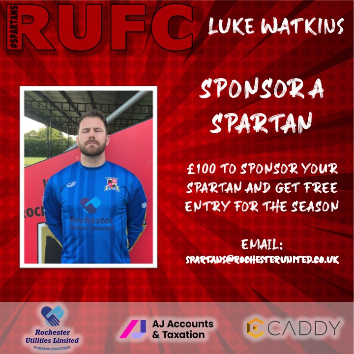 🔴⚫ INTRODUCING THE SPARTANS 🔴⚫

A returning signing - he was last with us in the 2023-24 season so welcome back Luke Watkins! 

Let's hope he opens his eyes when he plays in goal 👀

SPONSOR A SPARTAN: 
rochesterunitedfc.sumupstore.com

🔴⚫ #Spartans