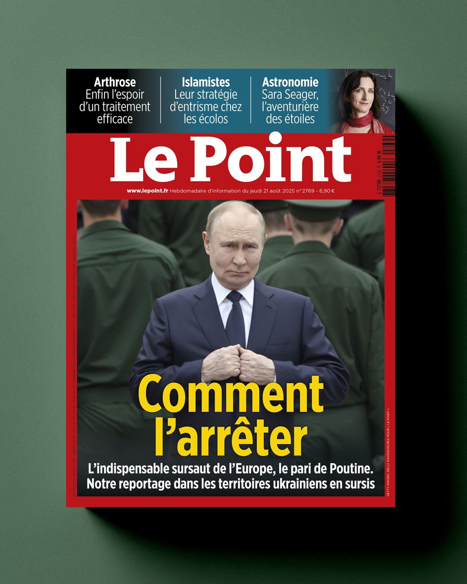📍 À la une cette semaine :

☞ Vladimir Poutine. Comment l'arrêter
☞ Quand l’IA bouleverse les centres d’appels
☞ Arthrose : l’espoir d’un traitement efficace

🗞️ En kiosque &amp; en numérique
➡️ l.lepoint.fr/JiD