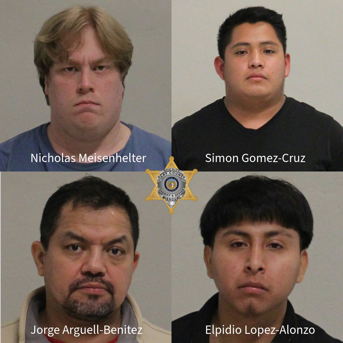 The Clay County Sheriff’s Office arrested four men Aug. 7 and 8 who were seeking to have sex with 14-year-old girls as part of a broader law enforcement operation to combat human trafficking occurring in communities north and east of KCMO. More: sheriffclayco.org/news-events/ne…