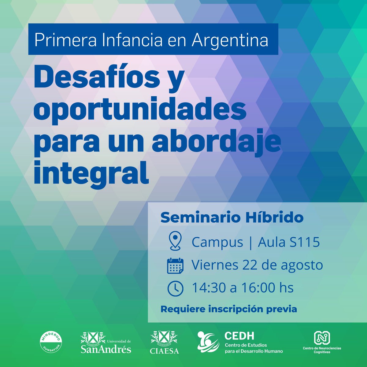 Este viernes 22/8 vamos a presentar el proyecto "Primera infancia en Argentina. Desafíos y oportunidades para un abordaje integral" en un seminario híbrido en conjunto con el <a href="/CNCUdeSA/">Centro de Neurociencias Cognitivas</a> y <a href="/ciaesa/">CIAESA</a>

Link de inscripción: eventos.udesa.edu.ar/138512/detail/…