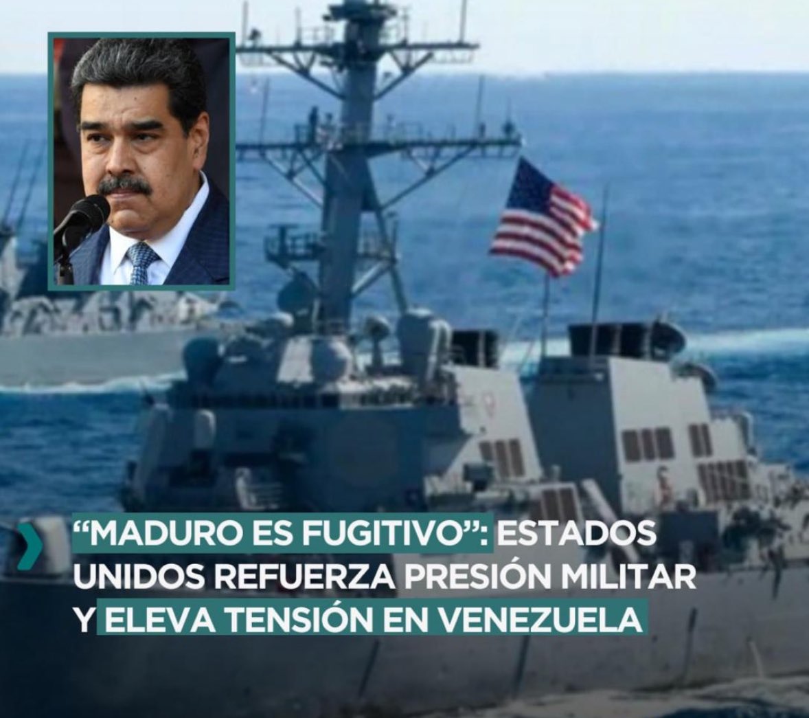 #Urgente el dictador Nicolás Maduro es un fugitivo. Estados Unidos refuerza presión militar y eleva tensión en Venezuela. 👇🏻