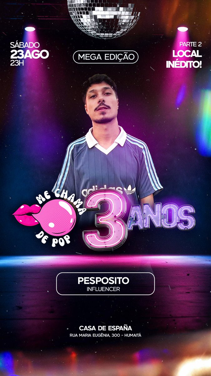 mechamadepop's tweet photo. Nesse sábado tem mega edição com a presença do influence PESPOSITO 

GARANTA SEU INGRESSO https://t.co/1aHkkqJW5m