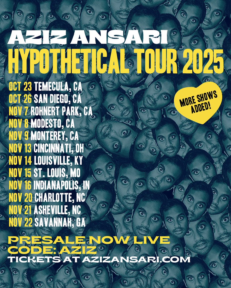 azizansari's tweet image. PRESALE NOW LIVE WITH CODE: AZIZ.
See you this Fall
Get tickets now at azizansari.com