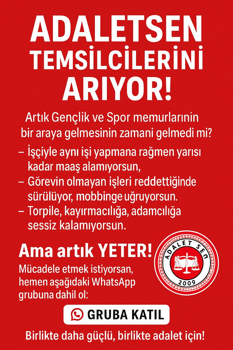 Adalet Sen Genclik Spor ve Yurt Çalışanları Şubesi tweet media