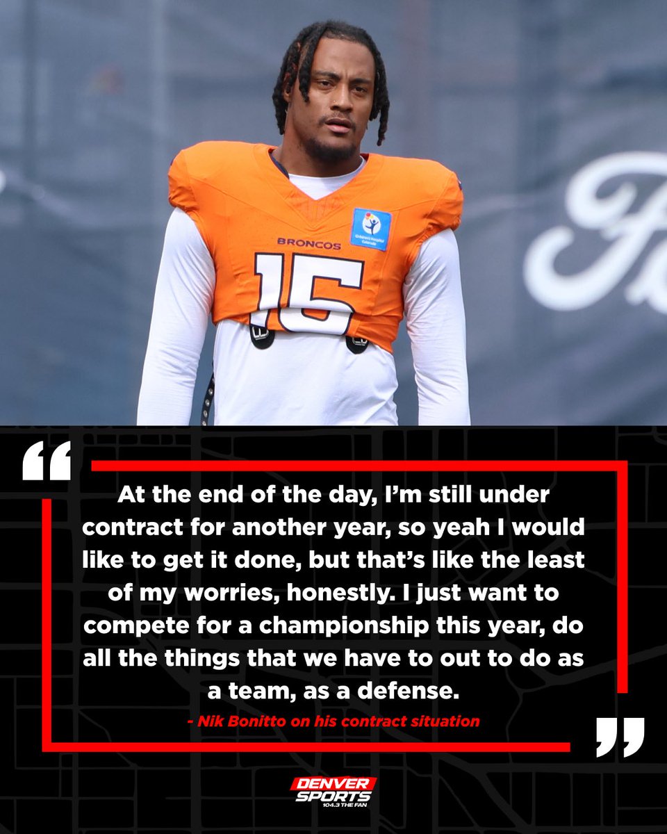 Nik Bonitto isn’t worried about his contract. He’s locked in on helping the Broncos compete for a title 🏆

#BroncosCountry