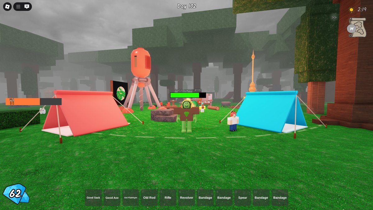 YOU DONT NEED DEFENSE!!! DAY 102 IN 90 MINS
get 2 kids, dino kid and squid
get 3 beds, old bed the normal bed and the bigger bed, get the crafting 4 bed if you want
get food a farm plot and a crockpot
get oil driller if you want
get good axe and giant sack
#99nightsintheforest