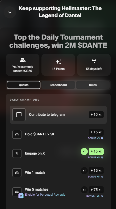 famo_everything's tweet photo. Whoa ! New leaderboard for $DANTE daily missions!
#Hellmaster here I come !!
@PlayDanteGames https://t.co/sYFBLV7vd6