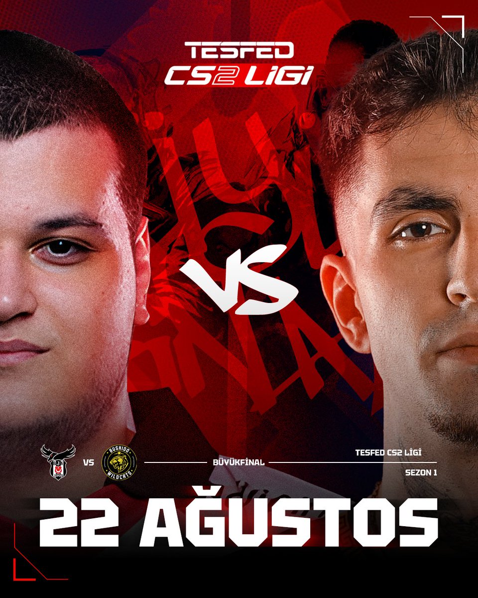 TESFED Ligleri (@tesfedligleri) on Twitter photo 📢 DUYURU!
Büyük Final tarihi güncellendi!
📅 22 Ağustos
🕡 18 : 00
<a href="/bjkesports/">Beşiktaş Esports</a> 🆚️ <a href="/bushidowildcats/">Oyuneks Bushido Wildcats</a> 📢 DUYURU!
Büyük Final tarihi güncellendi!
📅 22 Ağustos
🕡 18 : 00
<a href="/bjkesports/">Beşiktaş Esports</a> 🆚️ <a href="/bushidowildcats/">Oyuneks Bushido Wildcats</a>