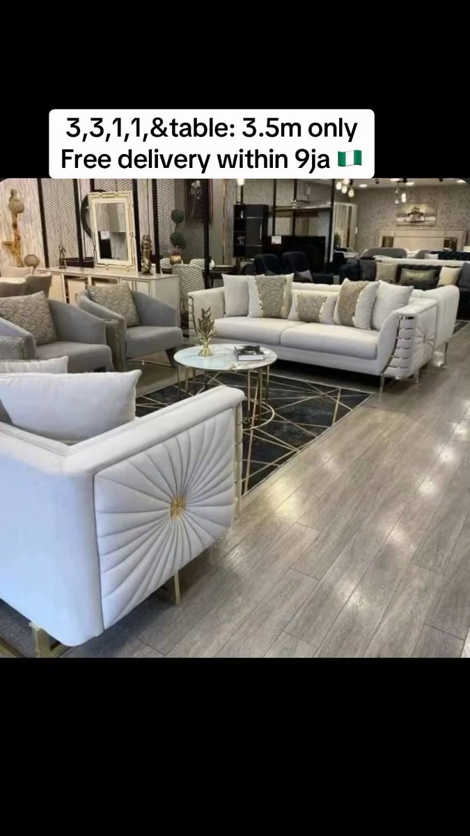 OAO_SUPREME's tweet image. You need this sofa 🥰❤️

Premium or nothing!🔥❤️

Price: N3.5m only!

Grade: A

Complete set: 3,3,1,1 &amp;amp; centre table

Delivery: globally! 

Location: Abuja 

Payment: Your payment validates your order 

Color: all colors are available in preorder

WhatsApp: 08125472912

#OAO
