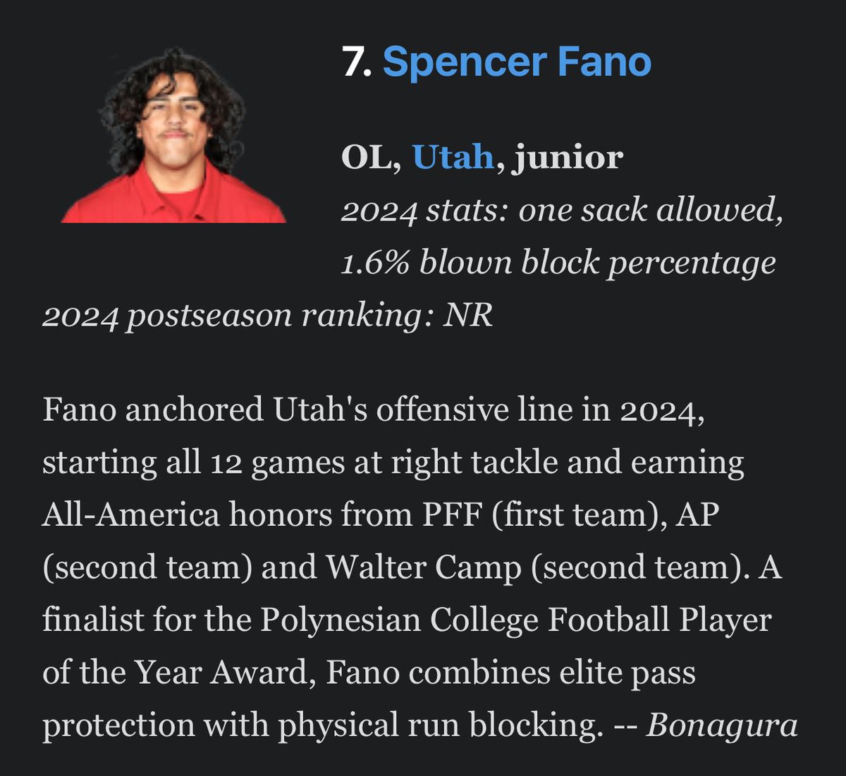 Our guy Spencer Fano shows up at #7.