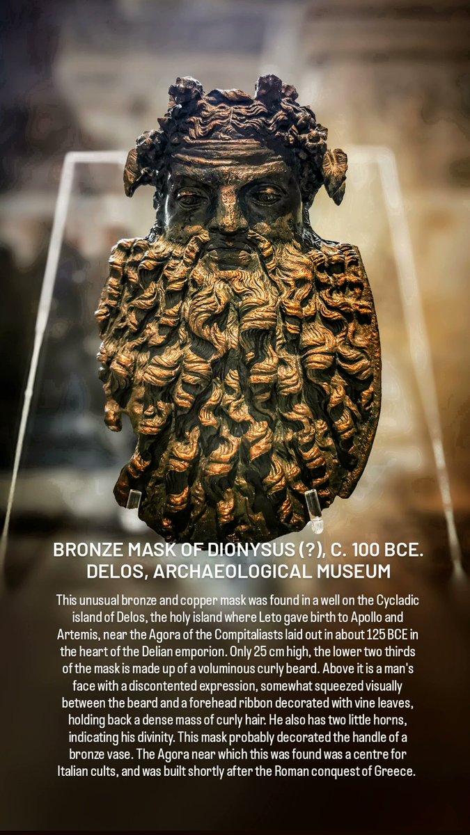 antmoose's tweet photo. #ReliefWednesday takes us to #Greece, specifically #Delos, via a 2023 exhibition at the #BathsofDiocletian in #Rome to marvel at the #bronze mask of a divinity who seems to be mostly #beard. Never has #ancient art so reminded me of a Dwarven king out of #Tolkien. https://t.co/s6CyYkK1ON