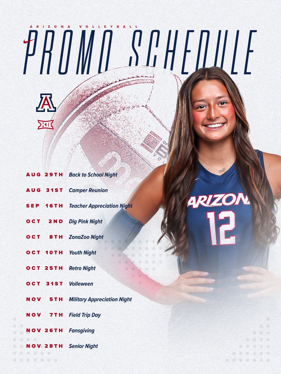 ArizonaVBall's tweet image. Promo schedule drop! 🚨

Join us in McKale all season long for exciting themes and fun giveaways!