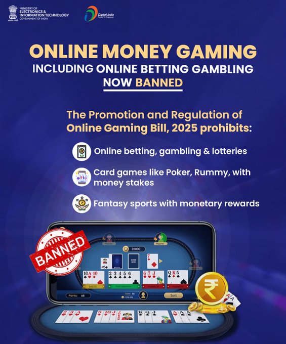 🚨 Union Cabinet clears #OnlineGamingBill2025

Aim: Protect citizens, esp. youth from predatory money-gaming apps causing 👇
⚠️ Addiction
⚠️ False monetary promises
⚠️ Financial fraud &amp; losses

Move follows demand raised by <a href="/SurajyaCampaign/">Surajya Abhiyan</a> before state CMs.

PC: <a href="/GoI_MeitY/">Ministry of Electronics & IT</a>